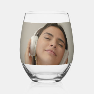 Custom Full Photo Modern Stemless Wine Glass