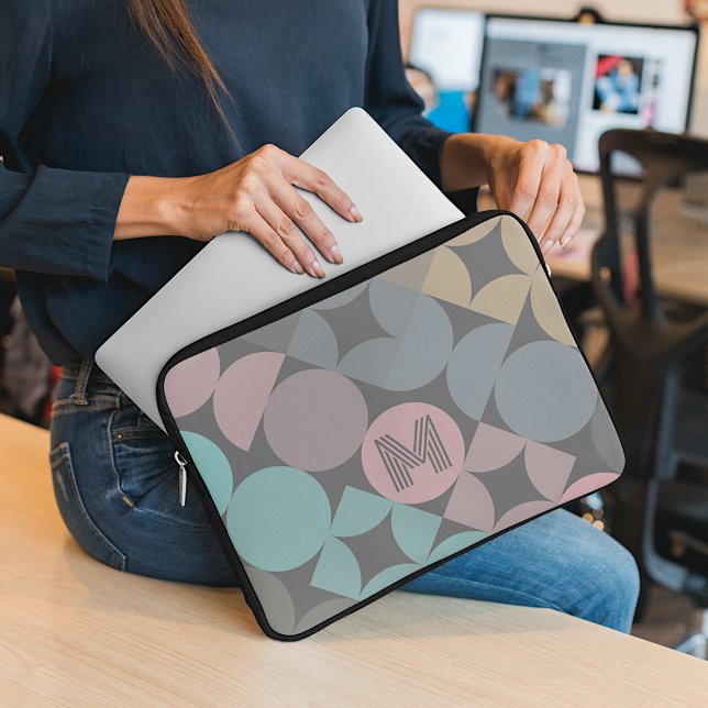 Custom Fun Abstract Circles Squares Popart Pattern Laptop Sleeve (Creator Uploaded)
