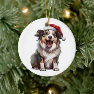 Custom Fun Australian Shepherd Christmas Dog Ceramic Tree Decoration