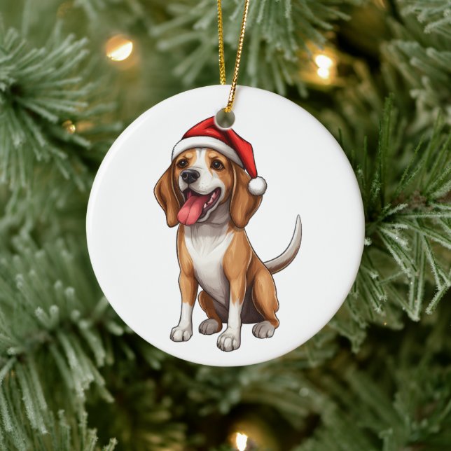 Custom Fun Beagle Christmas Dog Ceramic Tree Decoration (Tree)