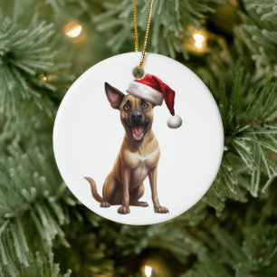 Custom Fun Belgian Malinois Dog Ceramic Tree Decoration