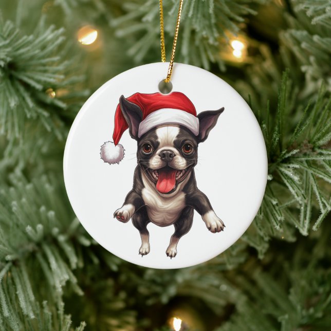 Custom Fun Boston Terrier Christmas Dog Ceramic Tree Decoration (Tree)
