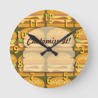 Custom Fun Cheeseburger Time Personality Fun Round Clock