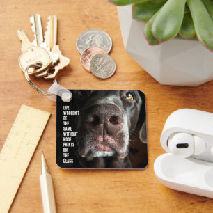 Custom Fun Close-Up Photo Chocolate Labrador Key Ring