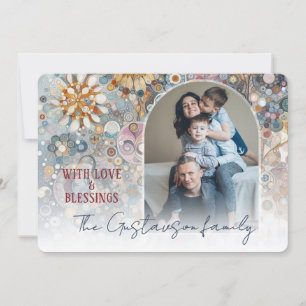 Custom Fun Colorful Abstract Snowflakes Floral Art Holiday Card