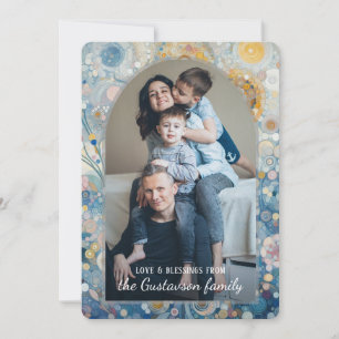 Custom Fun Colorful Abstract Snowflakes Floral Art Holiday Card