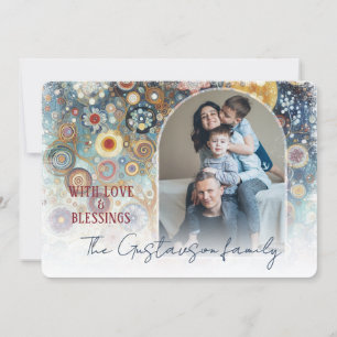 Custom Fun Colorful Abstract Snowflakes Floral Art Holiday Card