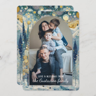 Custom Fun Colorful Abstract Winter Wonderland Art Holiday Card