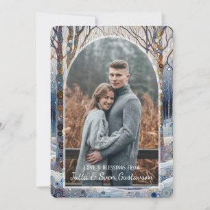 Custom Fun Colorful Abstract Winter Wonderland Art Holiday Card