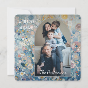 Custom Fun Colourful Abstract Snowflakes Floral Ar Holiday Card