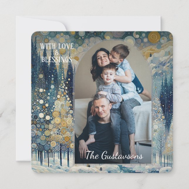 Custom Fun Colourful Abstract Winter Wonderland Ar Holiday Card (Front)