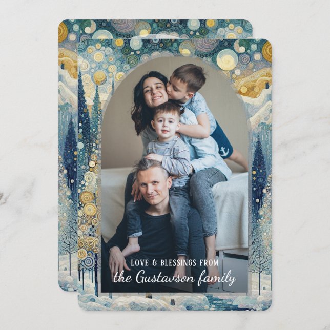 Custom Fun Colourful Abstract Winter Wonderland Ar Holiday Card (Front/Back)