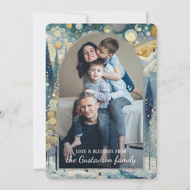 Custom Fun Colourful Abstract Winter Wonderland Ar Holiday Card (Front)