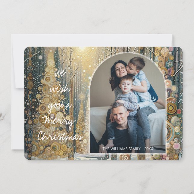 Custom Fun Colourful Abstract Winter Wonderland Ar Holiday Card (Front)