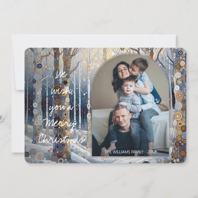 Custom Fun Colourful Abstract Winter Wonderland Ar Holiday Card (Front)