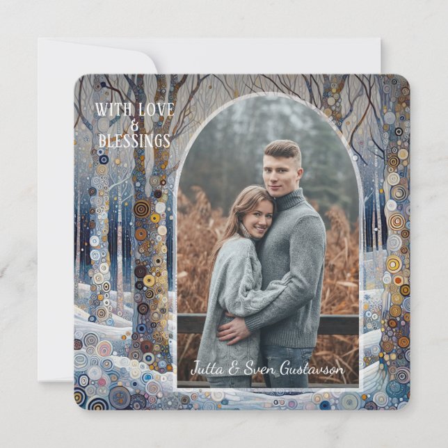 Custom Fun Colourful Abstract Winter Wonderland Ar Holiday Card (Front)