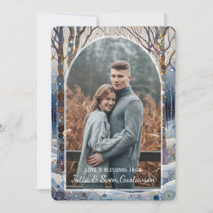 Custom Fun Colourful Abstract Winter Wonderland Ar Holiday Card