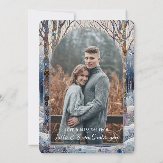 Custom Fun Colourful Abstract Winter Wonderland Ar Holiday Card (Front)