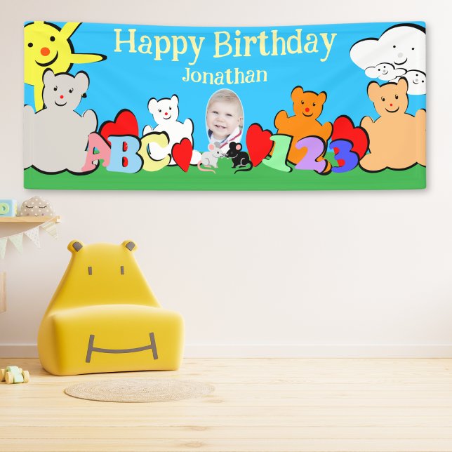 Custom Fun Cute Animals Birthday Party Banner (Creator Uploaded)