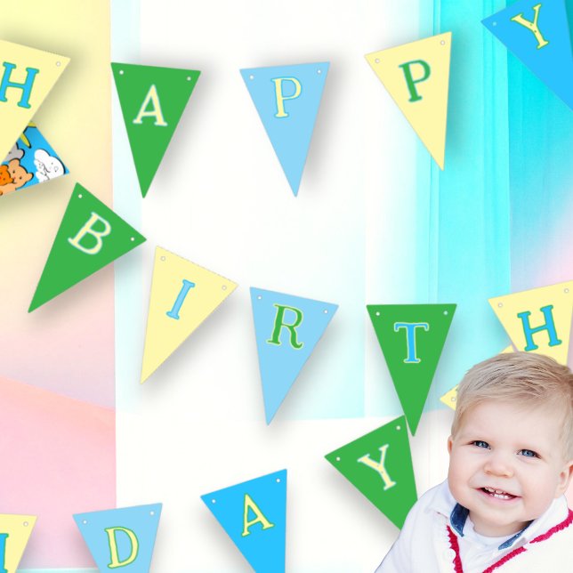 Custom Fun Cute Animals Birthday Party  Bunting (Creator Uploaded)