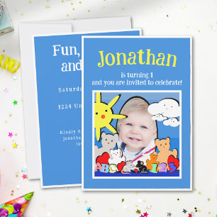 Custom Fun Cute Animals Birthday Party Invitation