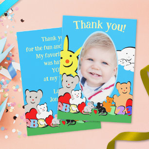 Custom Fun Cute Animals Birthday Thank You Card