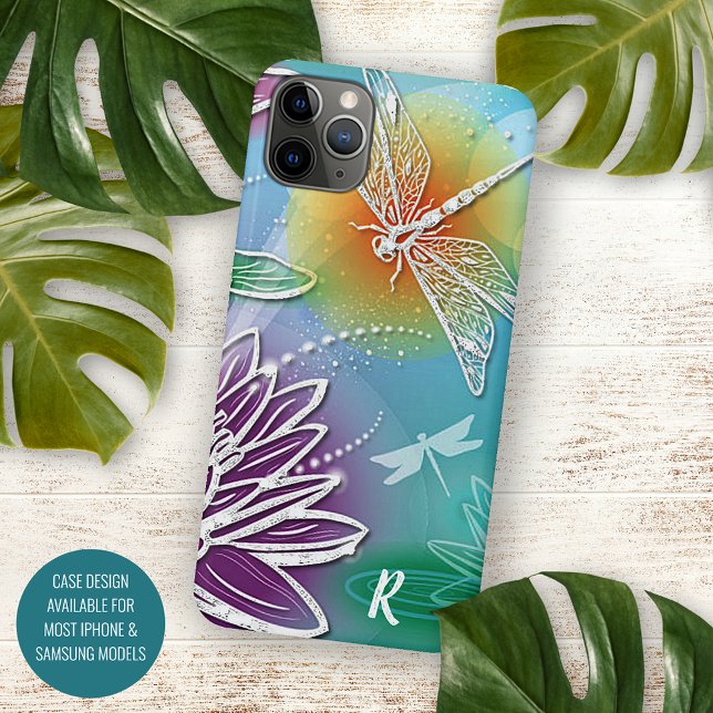 Custom Fun Dragonfly Colourful Modern Spring Flora iPhone Case (Creator Uploaded)