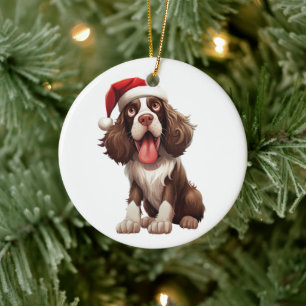 Custom Fun English Springer Spaniel Dog Ceramic Tree Decoration