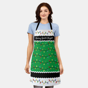 Custom Fun Festive Holiday Tree Lights Pattern Apron