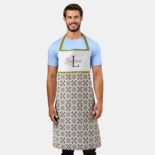 Custom Fun Geometric Print Apron (Worn)