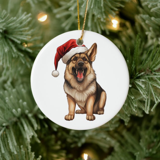 Custom Fun German Shepherd Christmas Dog  Ceramic Tree Decoration (Tree)