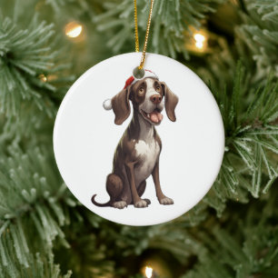 Custom Fun German Shorthaired Pointer Christmas Ceramic Tree Decoration