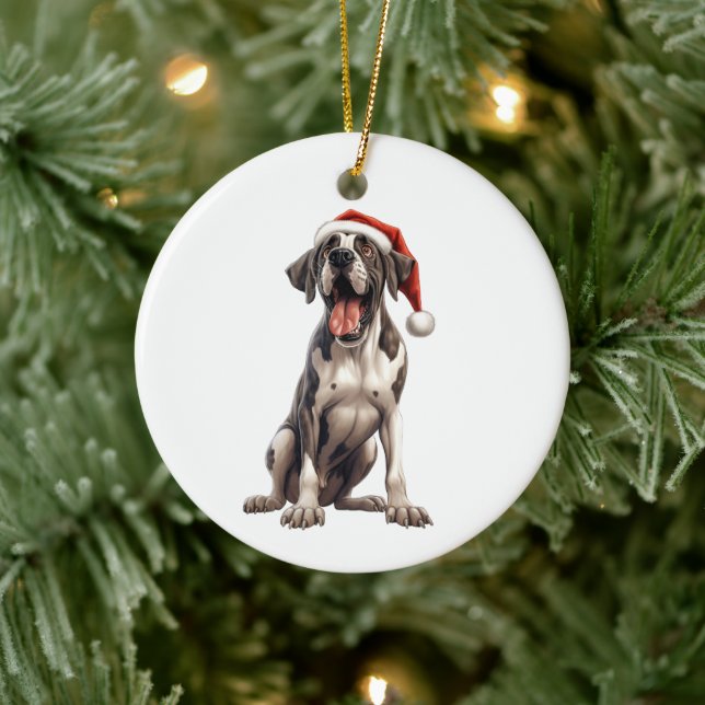 Custom Fun Great Dane Christmas Dog Ceramic Tree Decoration (Tree)