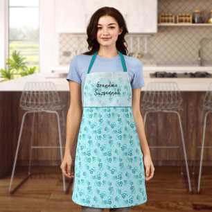 Custom Fun Green Linked Heart Pattern Custom Apron