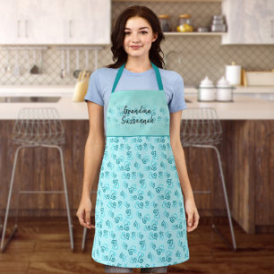 Custom Fun Green Linked Heart Pattern Custom Apron