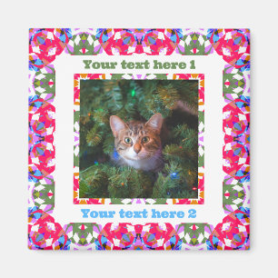 Custom Fun Jolly Red Festive Christmas Photo Gift Magnet