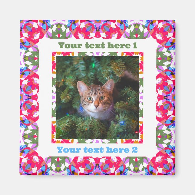 Custom Fun Jolly Red Festive Christmas Photo Gift Magnet (Front)