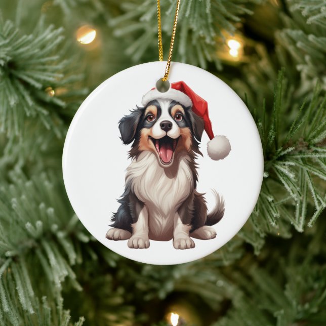 Custom Fun Miniature American Shepherd Dog Ceramic Tree Decoration (Tree)