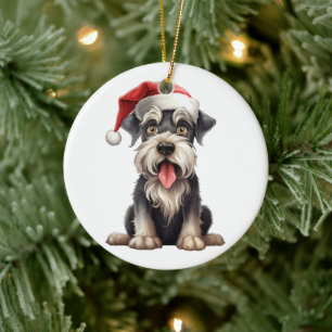Custom Fun Miniature Schnauzer Christmas Dog  Ceramic Tree Decoration