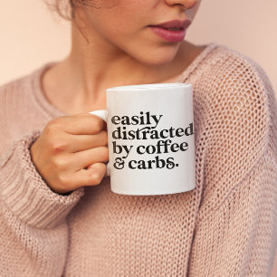 Custom Fun Modern Coffee Lover Carbs Lover Two-Tone Coffee Mug