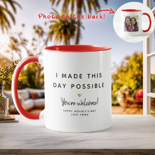 Custom Fun Mother's Day Photo Humour Gold Heart Mug