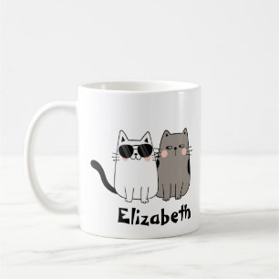 Custom Fun "My Childen Purr" Black And White Cats Coffee Mug