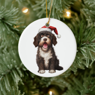 Custom Fun Portuguese Water Dog Ceramic Tree Decoration