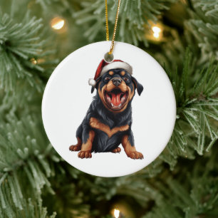 Custom Fun Rottweiler Christmas Dog Breed Ceramic Tree Decoration