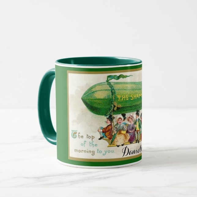 Custom Fun St Patricks Day Irish Zeppelin Airship Mug (Front Left)