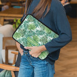 Custom Fun Tropical Green Palm Tree Leaves Pattern Laptop Sleeve<br><div class="desc">Beautiful contemporary seafoam teal blue, turquoise blue, lime green and white tropical palm tree fronds pattern. With room to customize or personalize with name, monogram or initials of your choice. Ornate, funky, modern and whimsical hipster design for the artistic fashionista or artsy fashion diva, hip trendsetter, vintage retro watercolor painting...</div>