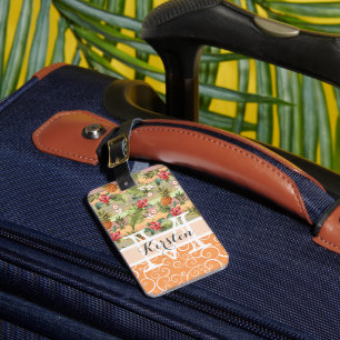 Custom Fun Tropical Pineapple Fruit Floral Pattern Luggage Tag