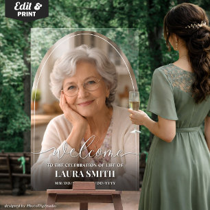 Custom Funeral Acrylic Arch Sign, Photo Memorial Sign