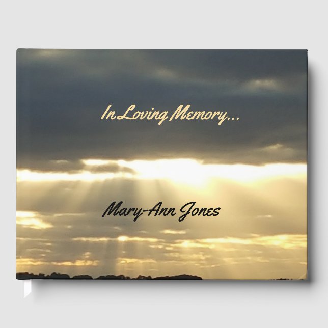 Custom Funeral Guest Book Sunset Photography (Front)