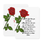 Custom Funeral Memorial Card with Prayer and Rose